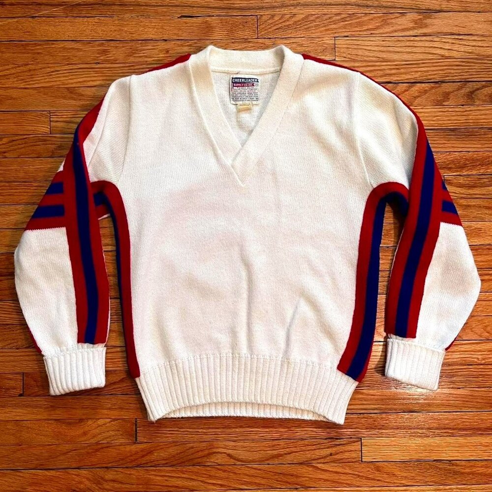 80s vintage acrylic cheerleader sweater, size medium